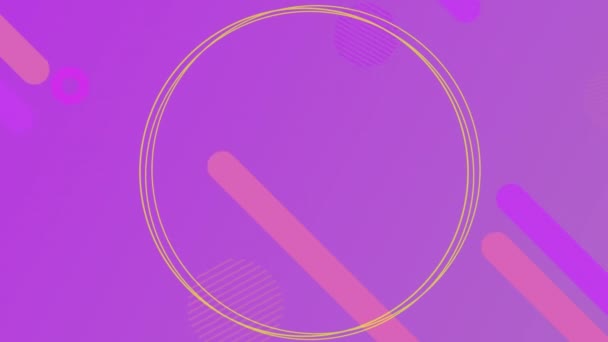 Анімація Круглого Банера Копіювальним Простором Проти Абстрактних Фігур Фіолетовому Тлі — стокове відео