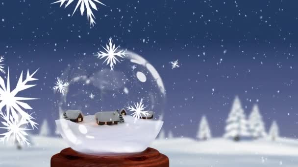 Animation Décoration Boule Neige Noël Fond Paysage Hiver Noël Fête — Video