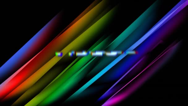 在色彩斑斓的地方 在黑色的背景下 通过灯光小径勾勒出生动的文字横幅 电子游戏和娱乐技术概念 — 图库视频影像