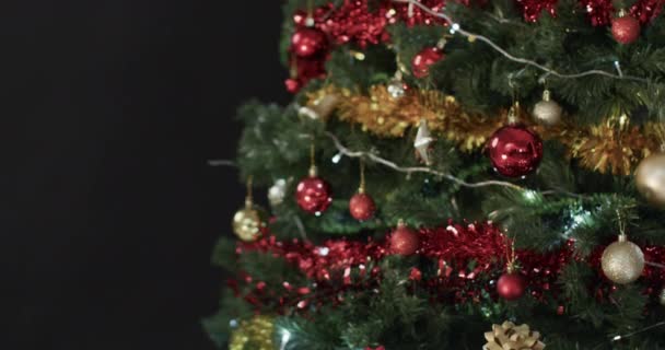 Vídeo Árvore Natal Com Presentes Luzes Fadas Com Espaço Cópia — Vídeo de Stock