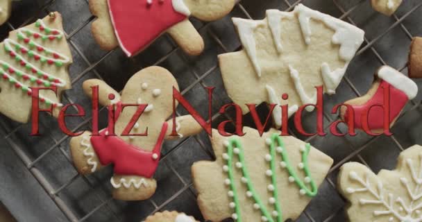 Feliz Navidad Texte Rouge Sur Biscuits Noël Décorés Noël Tradition — Video