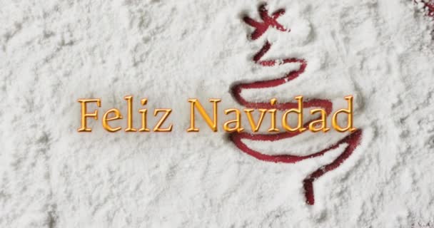 Анімація Тексту Різдвяній Ялинці Намальованій Сніговому Тлі Різдво Традиція Концепція — стокове відео