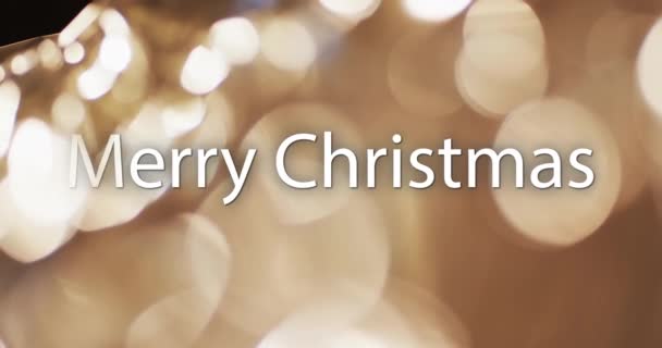 在明亮背景的黄点上动画化的快乐圣诞文字 圣诞节 传统和庆祝概念数字制作的录像 — 图库视频影像