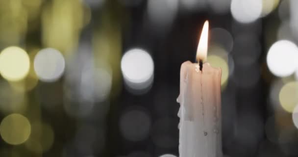 Animation Joyeux Texte Noël Sur Une Bougie Allumée Sur Fond — Video