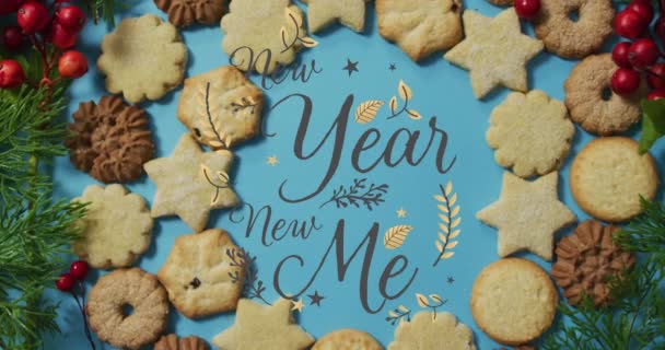 Animation Nouvel Nouveau Moi Texte Sur Les Biscuits Noël Sur — Video