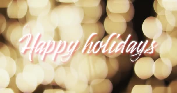 Mutlu Tatillerin Animasyonu Sarı Noktalar Üzerine Yazılan Işık Arkaplanı Noel — Stok video