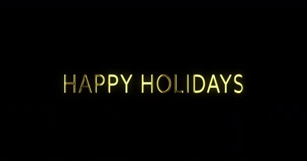 Ευτυχισμένες Γιορτές Κείμενο Λαμπερά Χρυσά Γράμματα Μαύρο Φόντο Χριστούγεννα Νέα — Αρχείο Βίντεο