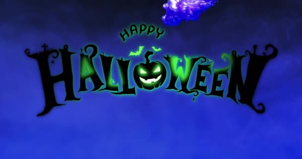 Animáció Boldog Halloween Szöveg Kék Háttér Halloween Hagyomány Ünnepség Koncepció — Stock videók
