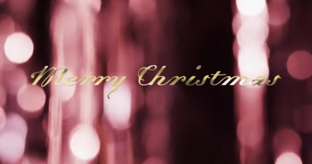 Animace Veselého Vánočního Textu Nad Červenými Tečkami Světla Černém Pozadí — Stock video