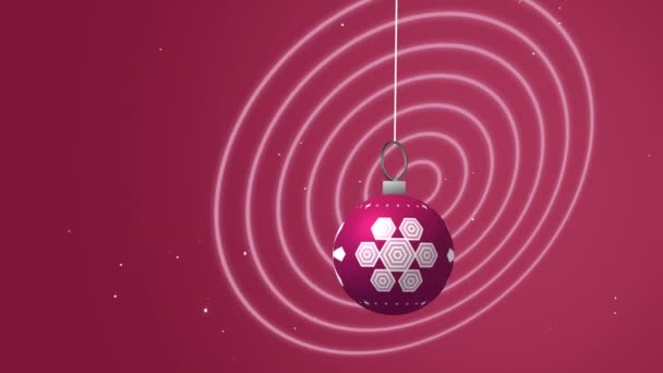Гойдалки Рожеві Білі Різдвяні Приманки Над Падаючим Снігом Рухомими Концентричними — стокове відео