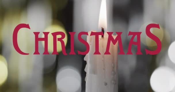 Animación Texto Navideño Sobre Fondo Velas Encendidas Navidad Tradición Concepto — Vídeos de Stock