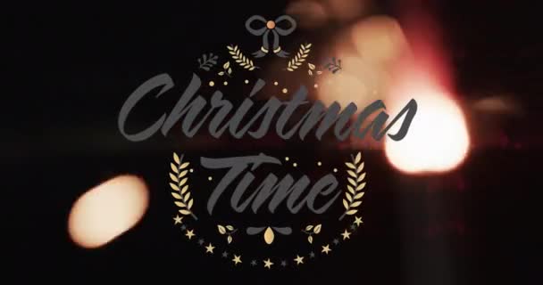 Анімація Різдвяного Тексту Часу Над Плямами Світлого Фону Різдво Традиція — стокове відео