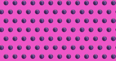 Pembe arka planda mor daire desenleri. Şekil, renk, desen ve tekrarlama konsepti dijital olarak oluşturulmuş görüntü.