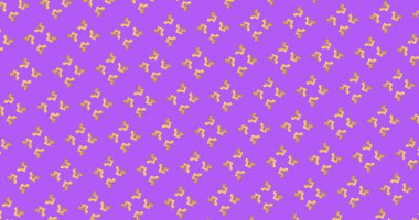 Mor arkaplandaki sarı notalar. Şekil, renk, desen ve tekrarlama konsepti dijital olarak oluşturulmuş görüntü.