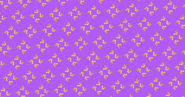 Rows of yellow music notes pattern on purple background. Shape, colour, pattern and repetition concept digitally generated image.