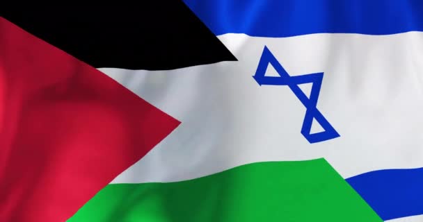 Animación Banderas Israel Palestina Ondeando Palestina Israel Bandera Nacional Conflicto — Vídeos de Stock