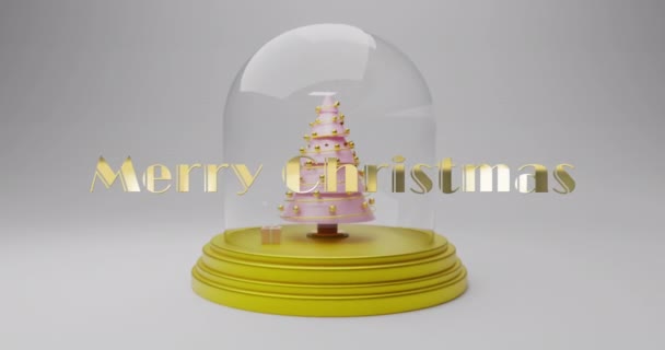 Animation Texte Joyeux Noël Sur Boule Neige Avec Arbre Noël — Video