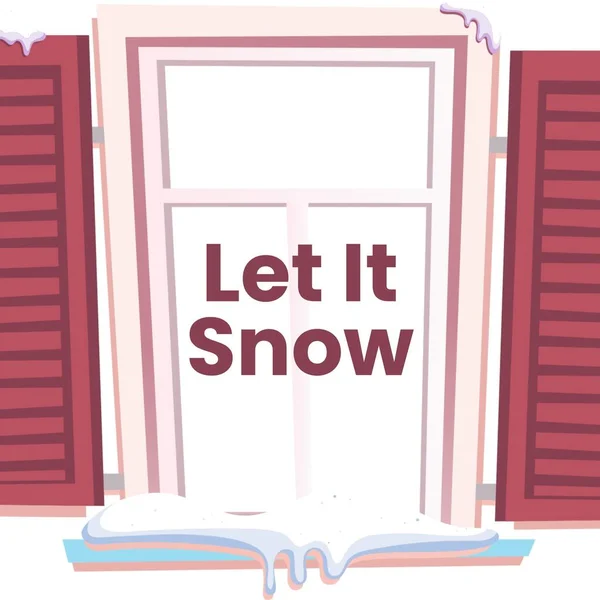 Samenstelling Van Laat Het Sneeuwen Tekst Venster Winter Achtergrond Winter — Stockfoto