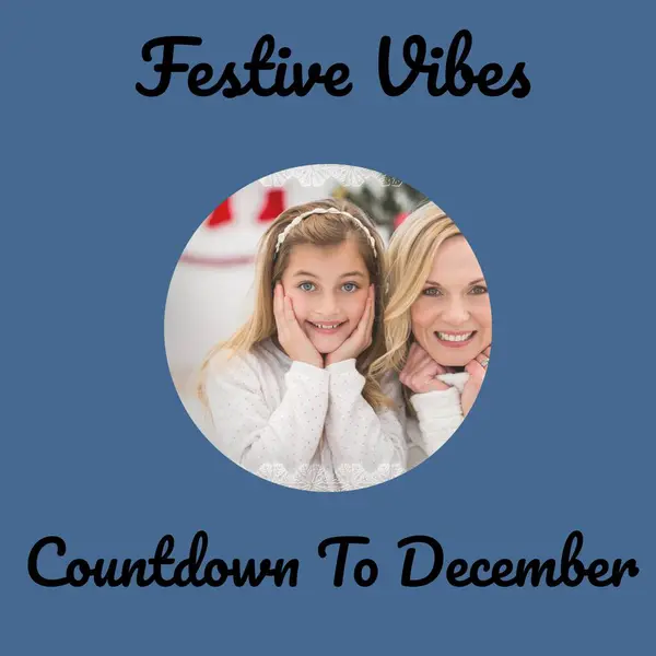 Festive Vibes Countdown December Text Happy Caucasian Mother Daughter Christmas — Stock Photo, Image