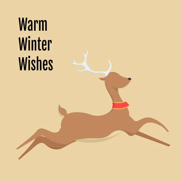 暖かい冬は茶色の背景にテキストとギャロップクリスマスのトナカイを望んでいます 季節の挨拶 クリスマスの伝統 デジタル生成されたイメージの祝賀 — ストック写真