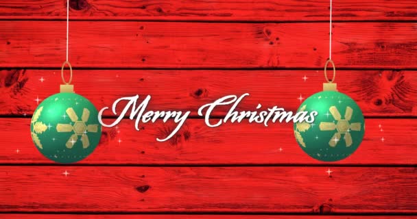 Анімація Веселого Різдвяного Тексту Різдвяні Сукні Червоному Тлі Різдво Традиція — стокове відео