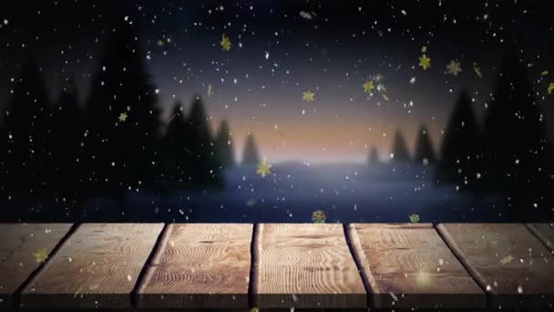 Анимация Рождественских Деревьев Фоне Падающего Снега Рождество Традиции Концепция Празднования — стоковое видео