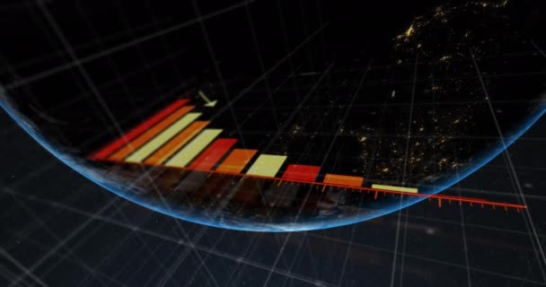 Animation Financial Data Processing Globe Global Business Finances Computing Data — Vídeo de stock