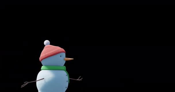 Animazione Natale Pupazzo Neve Movimento Sfondo Nero Natale Tradizione Concetto — Video Stock