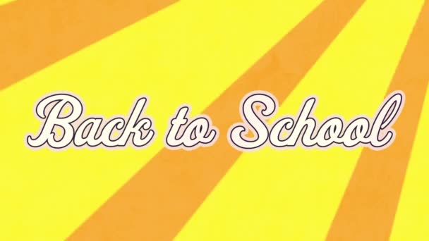 Sarı Radyal Işınların Üzerinde Turuncu Arkaplanda Pürüzsüz Desenler Halinde Okula — Stok video