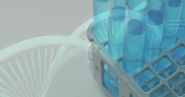 Animazione Filamenti Dna Strutture Chimiche Piatti Laboratorio Sfondo Bianco Scienza — Video Stock