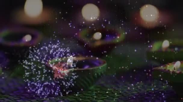 Анімація Феєрверків Над Свічками Різдво Новий Рік Традиція Концепція Святкування — стокове відео