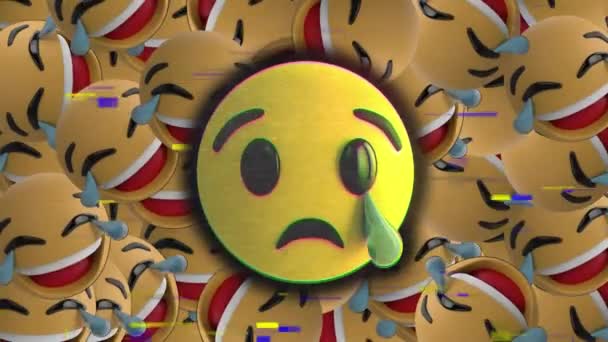 Animatie Van Interferentie Emoji Iconen Witte Achtergrond Social Media Communicatie — Stockvideo