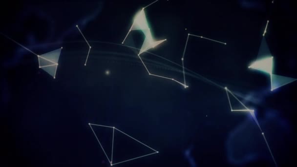 Анімація Глобусу Сплетених Мереж Обертаються Навколо Забитої Руки Синьому Фоні — стокове відео
