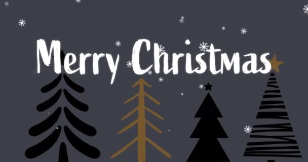 Noel Arkaplanına Düşen Karla Ilgili Mutlu Noel Mesajlarının Animasyonu Noel — Stok video