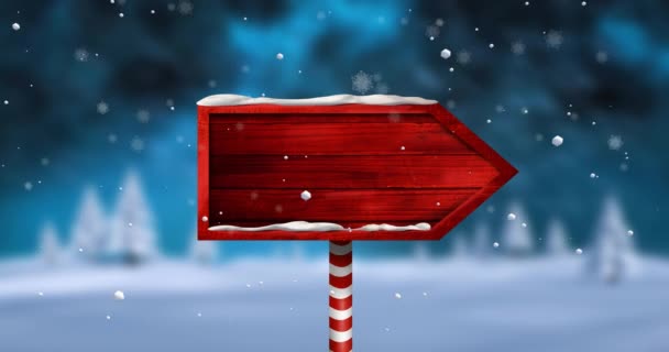 Анімація Снігу Падає Різдвяний Червоний Знак Копіює Простір Тлі Зимових — стокове відео