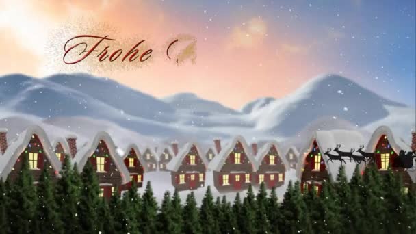 크리스마스 배경에 떨어지는 텍스트를 동결의 애니메이션 크리스마스 디지털로 비디오 — 비디오