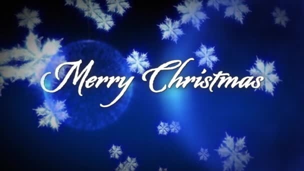 欢乐的圣诞文字和降临到黑色背景的雪的动画 圣诞节 传统和庆祝概念数字制作的录像 — 图库视频影像