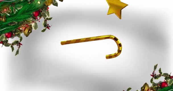 Animace Cukroví Hole Hvězdy Vánoční Dekorace Bílém Pozadí Vánoce Tradice — Stock video
