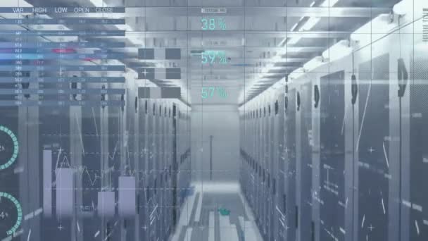 Animation Statistics Data Processing Computer Servers Global Networks Computing Digital — Stock Video