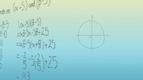 Κινούμενα Σχέδια Μαθηματικών Εξισώσεων Που Επιπλέουν Φόντο Μπλε Βαθμίδας Έννοια — Αρχείο Βίντεο