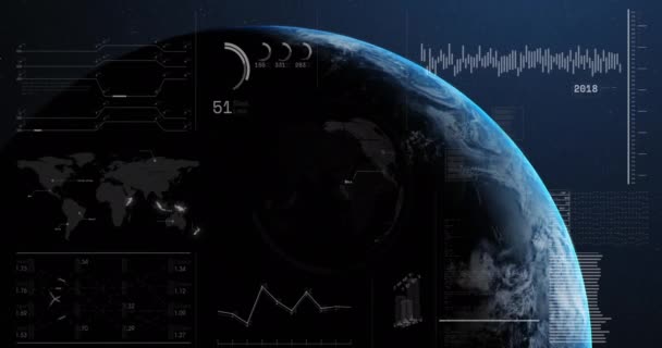 Animace Zpracování Finančních Údajů Celém Světě Globální Počítačové Digitální Rozhraní — Stock video