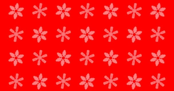 Animazione Fiocchi Neve Modello Natale Sfondo Rosso Natale Tradizione Concetto — Video Stock