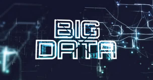 Animation Big Data Text Navigation Pattern Black Background Digitally Generated — Stock Video