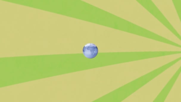 Animacja Wirującego Kuli Ziemskiej Światła Zielonym Promieniowym Tle Globalne Sieci — Wideo stockowe