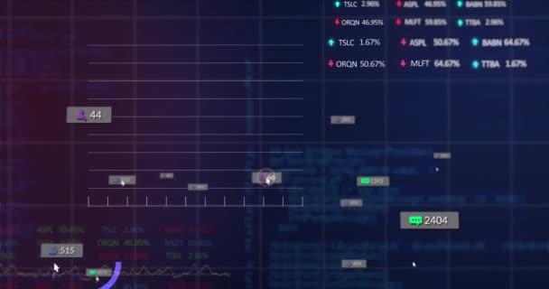 Animation Notification Bars Graphs Trading Board Computer Language Black Background — Stock Video