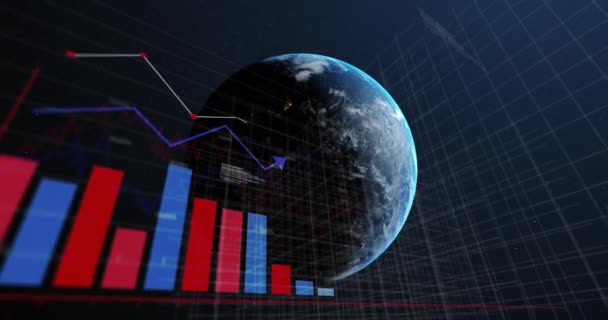 Animation Financial Data Processing Globe Global Business Finances Computing Data — Wideo stockowe