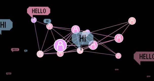 Animación Iconos Redes Sociales Texto Sobre Fondo Negro Redes Sociales — Vídeos de Stock