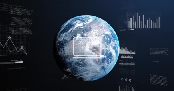 Animación Del Procesamiento Datos Financieros Todo Mundo Conexiones Globales Negocios — Vídeo de stock