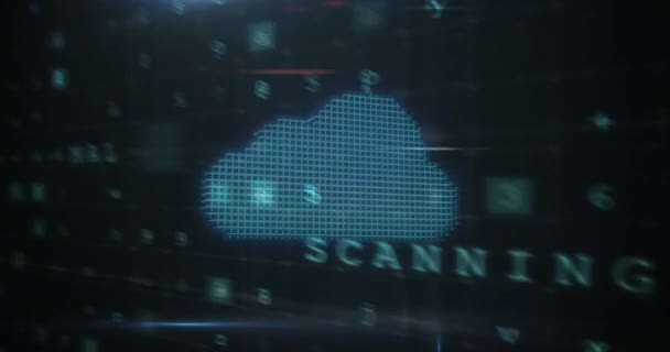 Animación Del Procesamiento Datos Seguridad Cibernética Sobre Candado Nube Icono — Vídeos de Stock