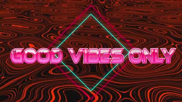 Animación Buenas Vibraciones Solo Banner Texto Sobre Patrón Caleidoscopio Rojo — Vídeos de Stock